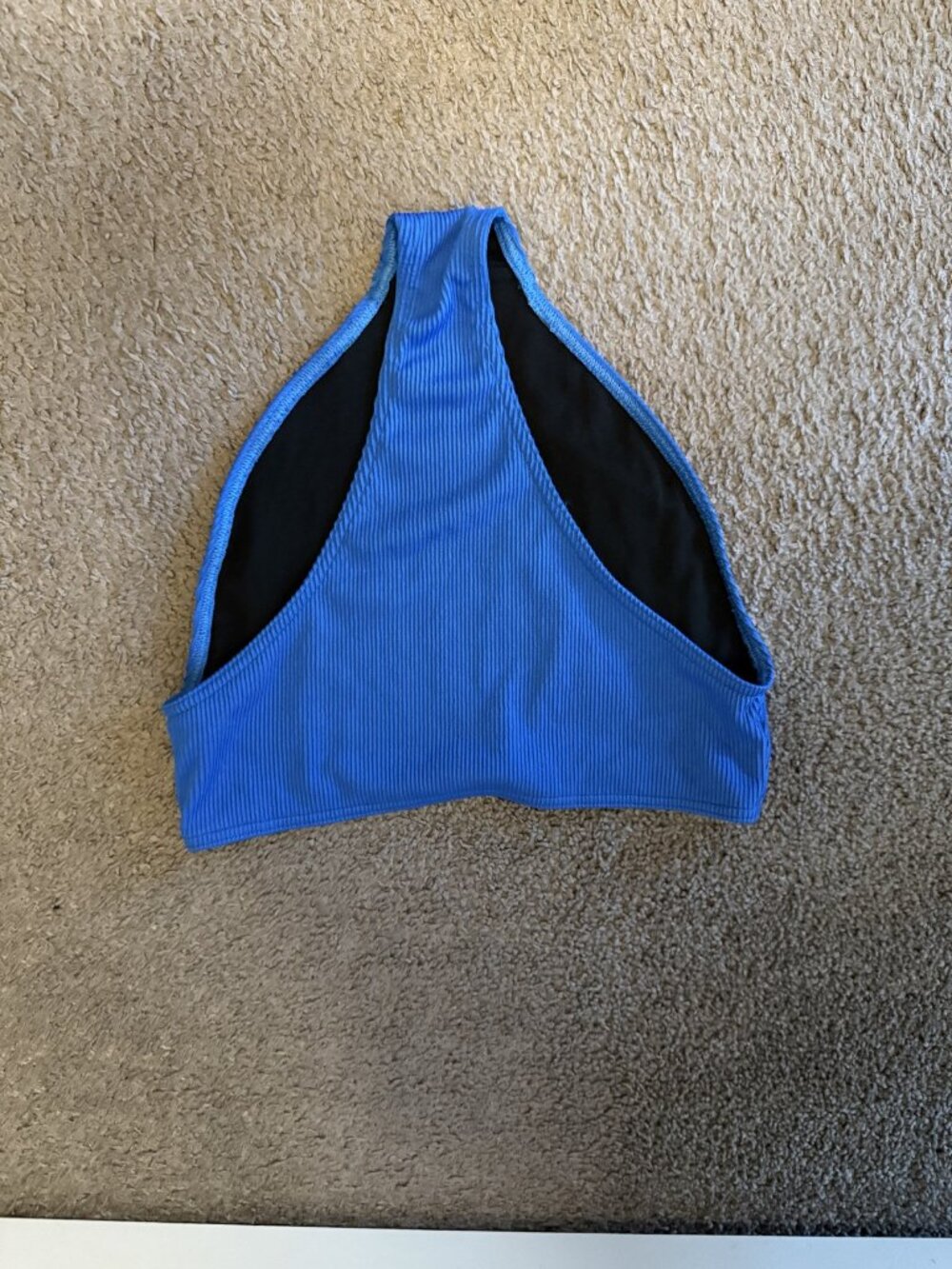 Blue and Black Racerback Swim Top